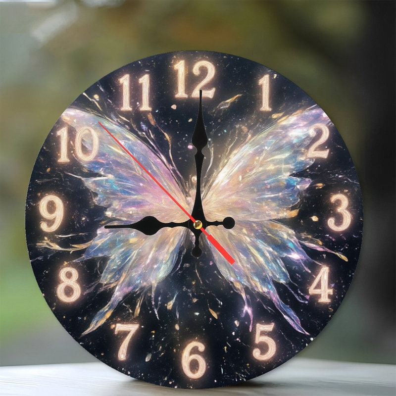 Horloge avec papillon irisé