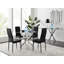 Bernell Modern Chrome Metal & Glass Round Dining Table Set with 4 Quilted Velvet Chairs-88587577-88587581-88587582
