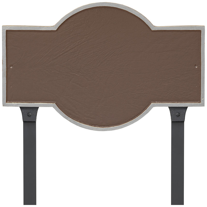 Plaque d'adresse rectangulaire avec piquets Canterbury, Sable / argent, Oui
