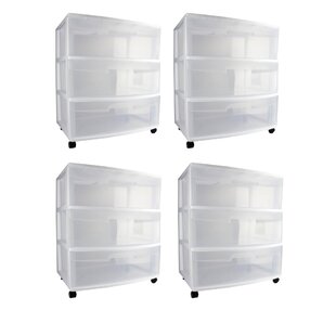 Sterilite 28308002 Home 3 Drawer Wheeled Plastic Storage Container (Set of 4)