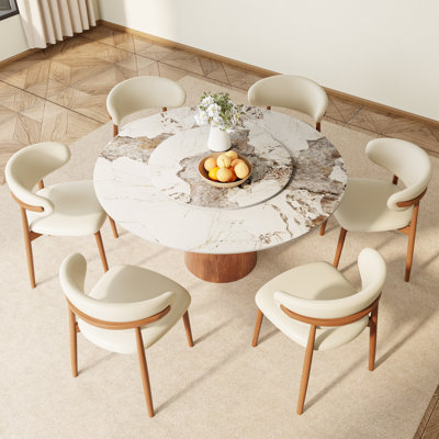 Kitchen Emborough With Lazy Susan Turntable Farmhouse Round Pedestal (1 Table 4 Chairs, 1 Table 6 Chairs)