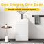 Meuble-lavabo rayé blanc en velours avec lavabo en céramique, autoportant, pour une décoration de salle de bain moderne, tiroir à une porte, âme E1, finition douce, quincaillerie One Bathrooms, 1 & Construction, charnières