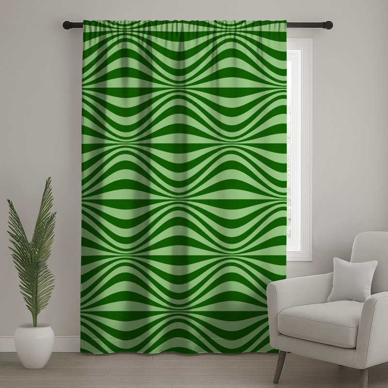 Rideaux vert à vagues ondulées et rideaux occultant - 1 panneau, 50" x 80" - 1 Panel, Sheer
