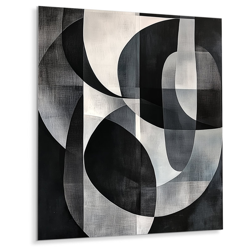 Courbes en gris pâle - Décoration murale en métal aux formes abstraites, H 44 po x l 34 po