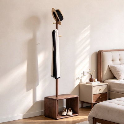 Portemanteau avec rangement en noyer noir