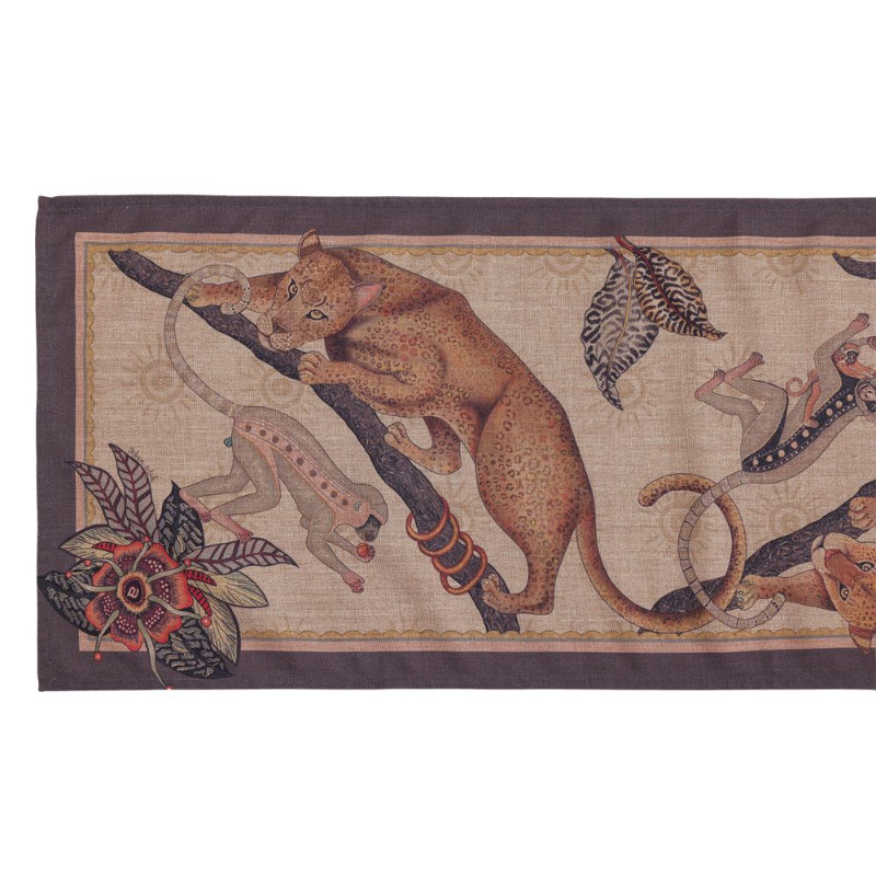 Monkey Tales Table Runner - Linen, 94" L, Stone