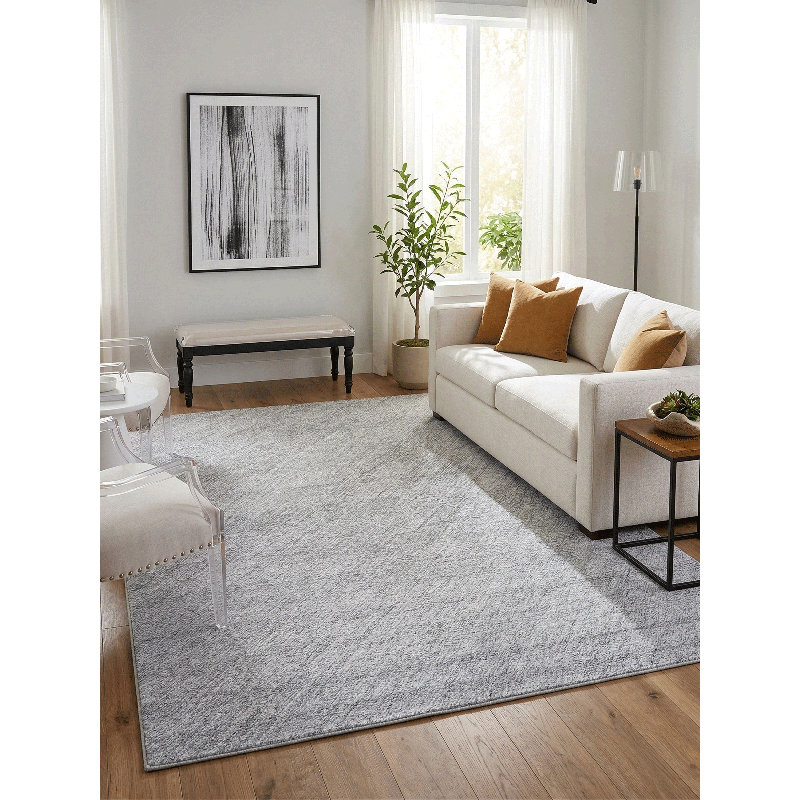 Marut Hand Tufted Area Rug in Gray/White, Rectangle 5' x 8'