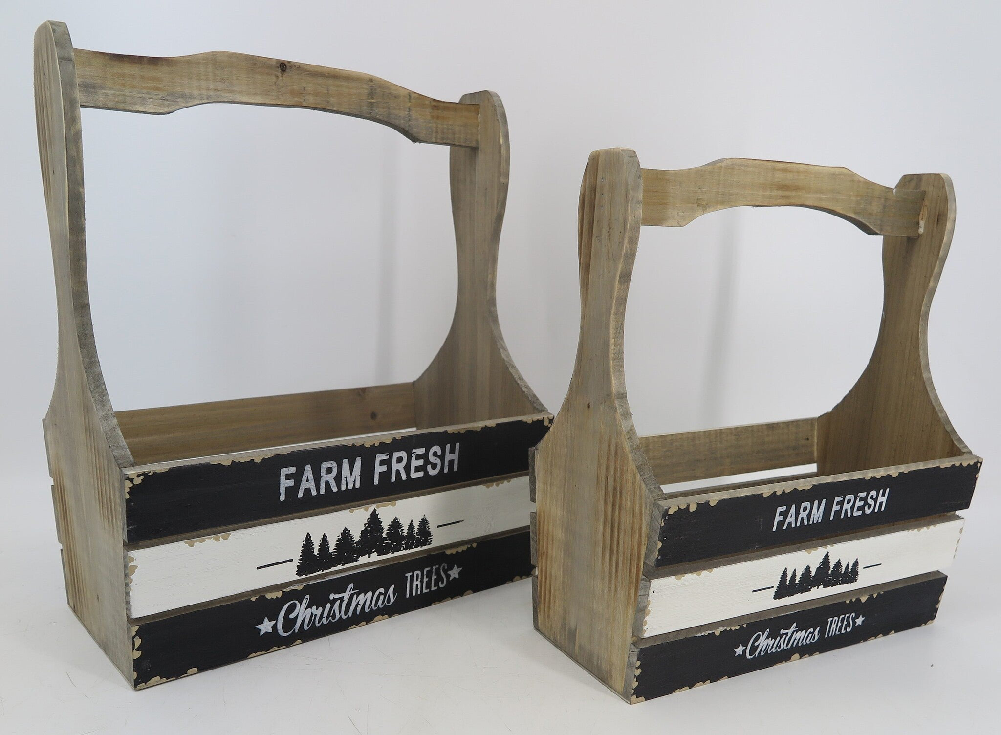 The Holiday Aisle® Ensemble de 2 caisses en bois Christmas Trees