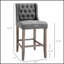 Ensemble de 2 tabourets de bar à hauteur de comptoir de 26,25 po avec accoudoirs capitonnés sans accoudoirs et pieds en bois d'hévéa, gris
