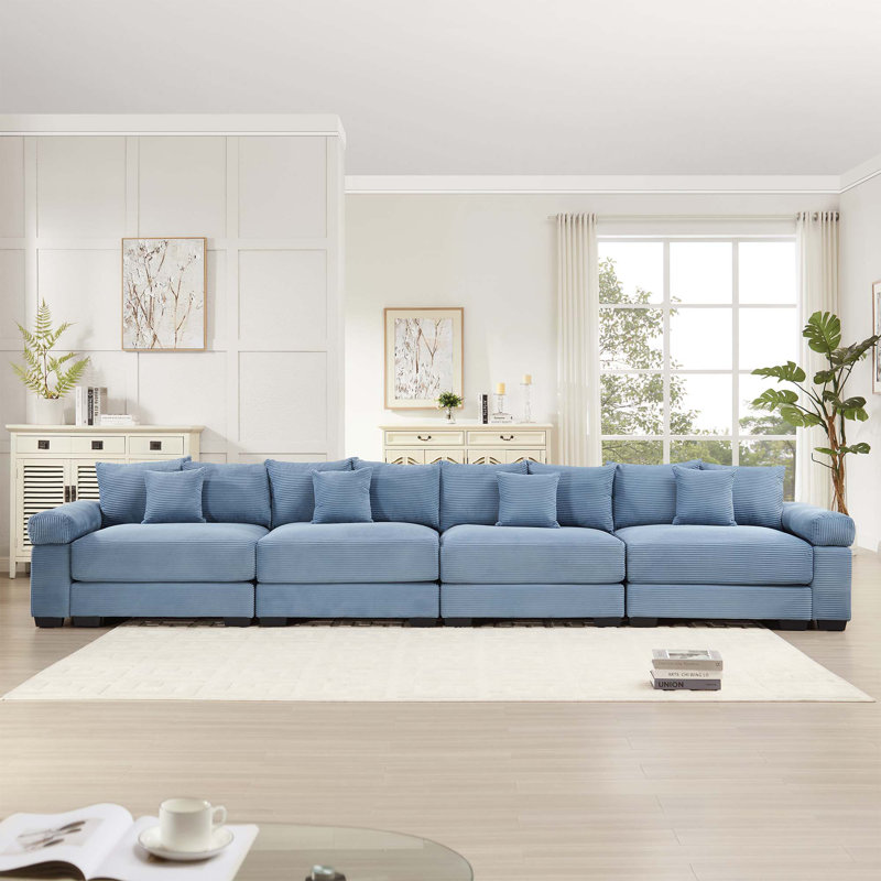 Oversized Cloud Modular Sectional Couch, 34.2" H x 167.6" W x 33.8" D, 4, Blue