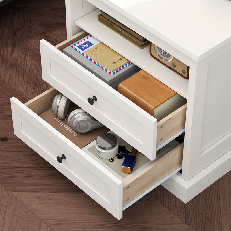 Table de chevet avec tiroir caché, table de chevet, table de bout avec espace de rangement caché, table de chevet avec tablette ouverte, commode 2 tiroirs pour chambre à coucher, salon, placard (blanc)