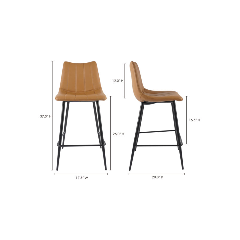 Tabouret de bar et de comptoir Finnigan, Tabouret de comptoir (siège d'une hauteur de 26 p, Ivoire / similicuir