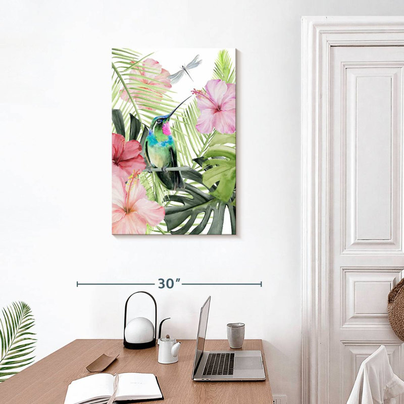 Brampt Hibiscus And Hummingbird II, 30" H x 20" W