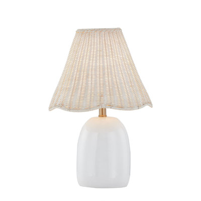 Prairie 18" Table Lamp with Rattan Shade, White