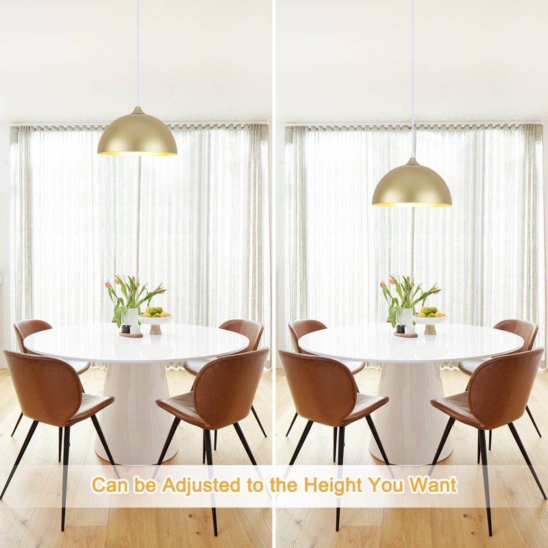 Mehriban 1 - Light 12 inch Metal Dome Pendant with Plug-In Switch for Kitchen Island Dining Room Entryway, Gold