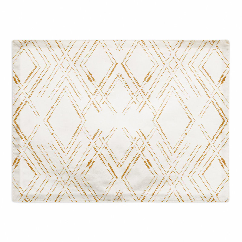 Napperon en coton 14 po Diamond, Blanc / Doré