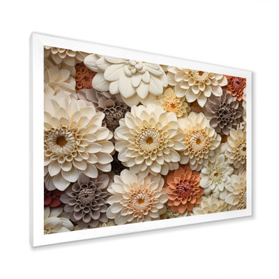 Minimalisme, fleurs de zinnias beiges sur toile