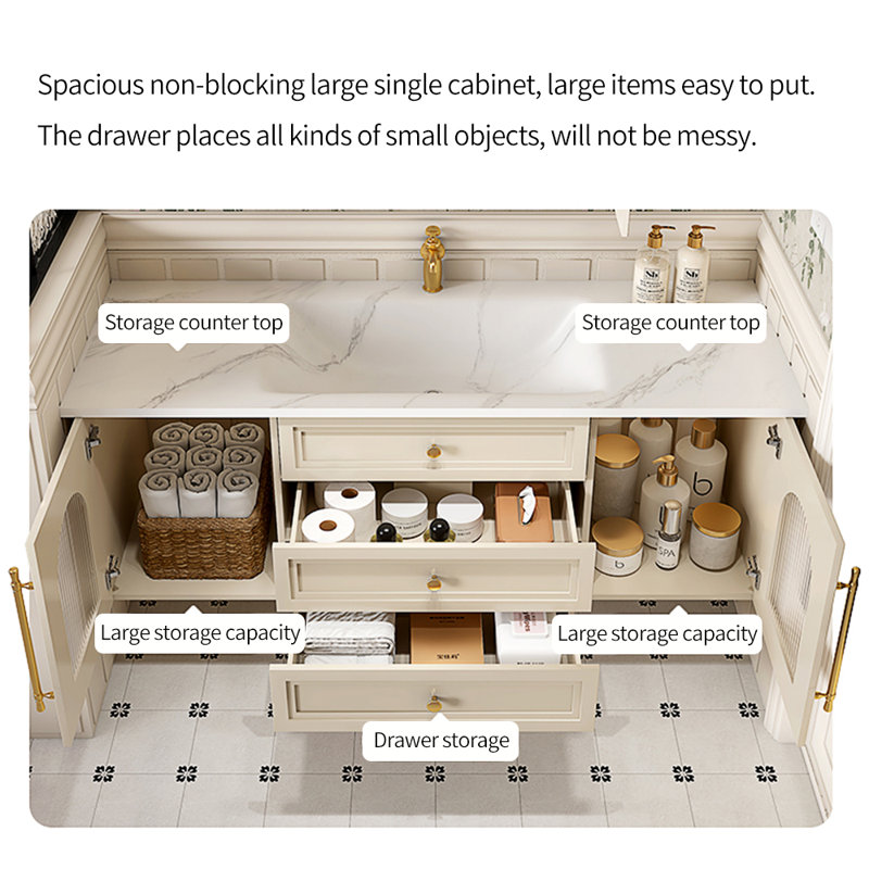 French cream style fashion bathroom cabinet