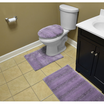 Ensemble de tapis de bain en nylon 3 pièces avec envers antidérapant Niala
