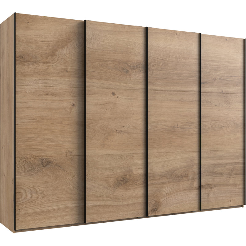 Guardino 4 Door Wardrobe, 216cm H x 300cm W x 65cm D, Plank Oak