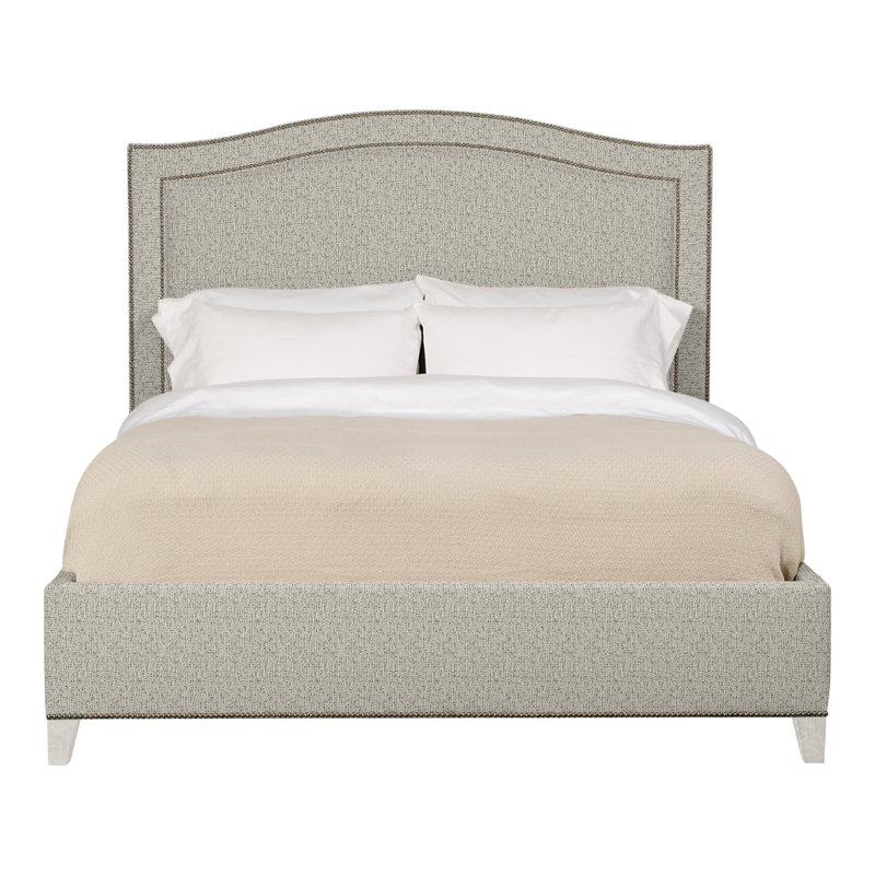 Caroline/Casey Queen Upholstered Low Profile Panel Bed, Tuck Metal, Casa Blanca, Yes
