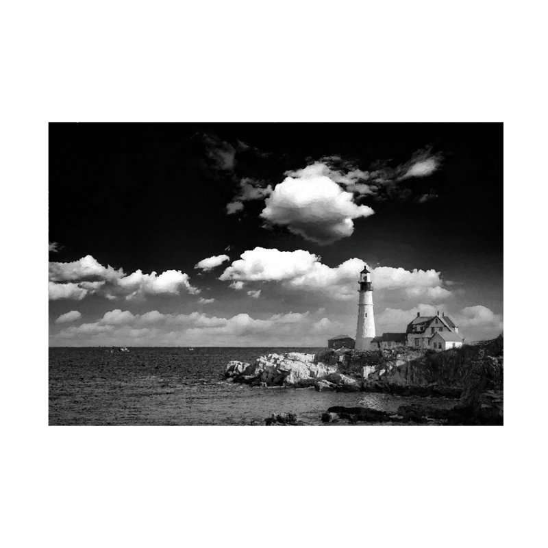 Art mural sur toile tendue - «Neddick Lighthouse In Maine» de Jon Evan pour décoration de salon, de chambre à coucher ou de bureau - 30 x 47