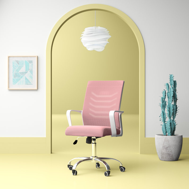 Fauteuil de conférence en filet Accrington, Rose, Blanc