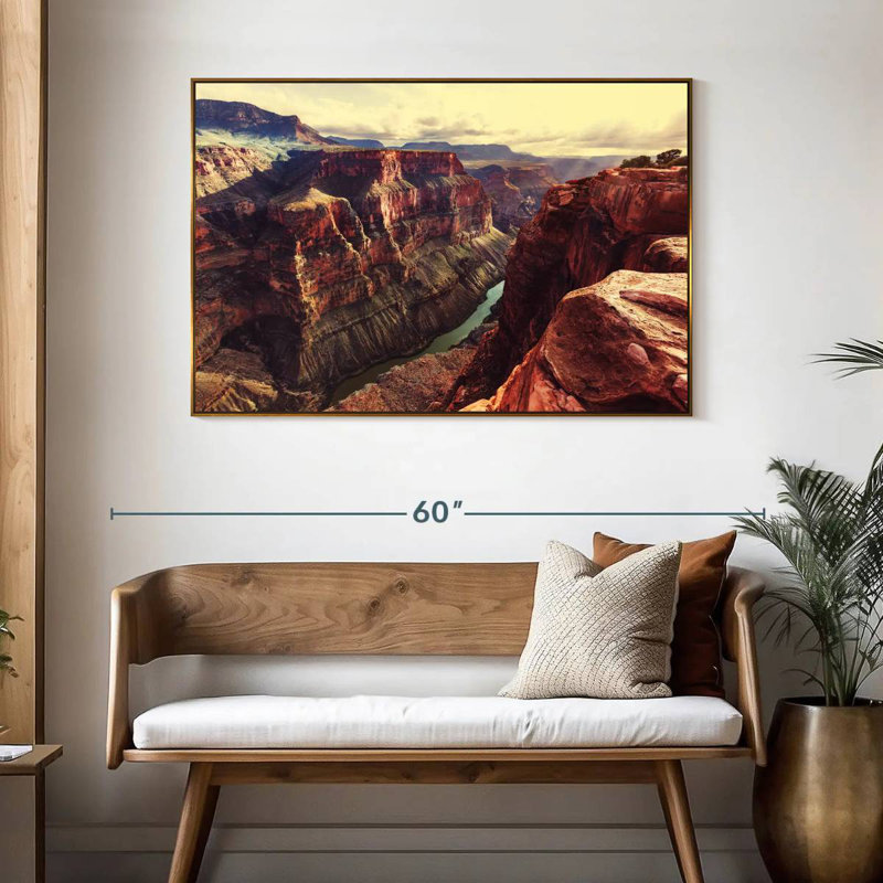 Superbe vue sur le Grand Canyon, 46 po x 31 po, Cadre flottant doré