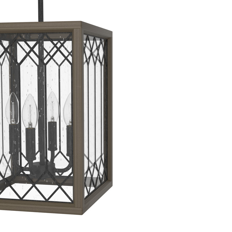 Chevron 4 - Light Square Pendant, Textured Rust, Medium