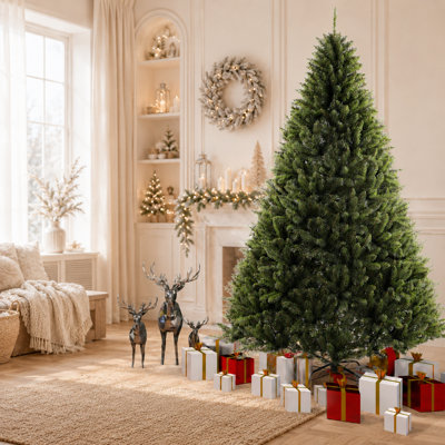 Arbre de Noël artificiel pleine épaisseur 7,5 pi avec 1400 pointes, sapin en PVC, support en métal pliable, arbre de Noël vert non éclairé
