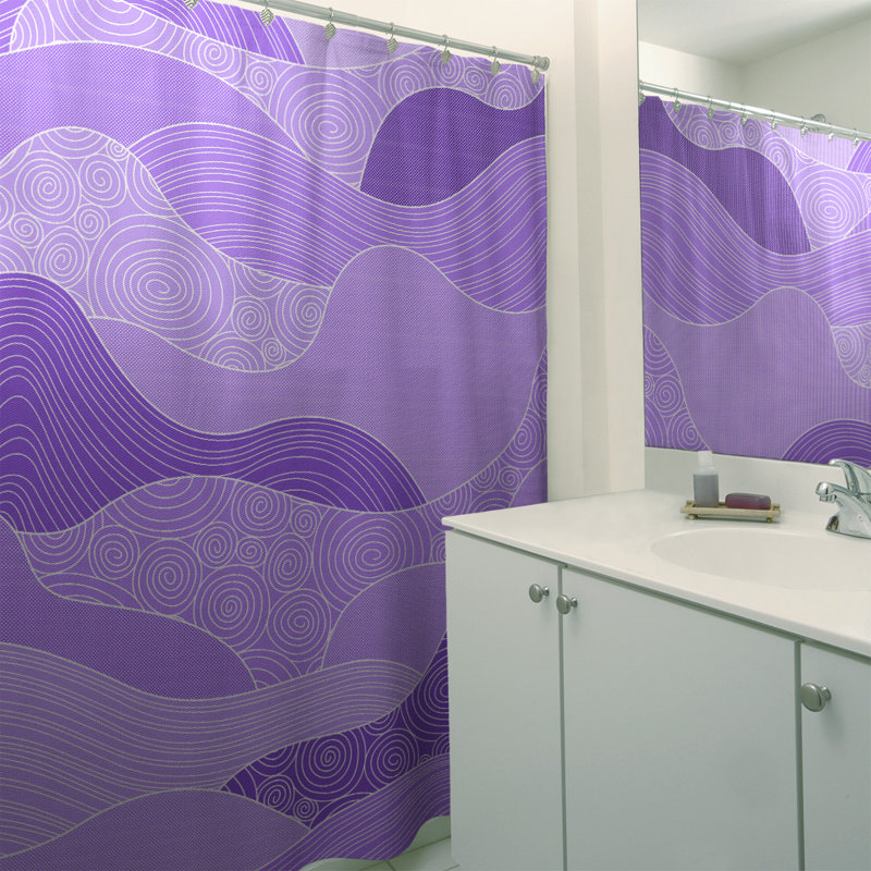 Rideau simple à Sower dessiné à la main Classic Waves, Mauve