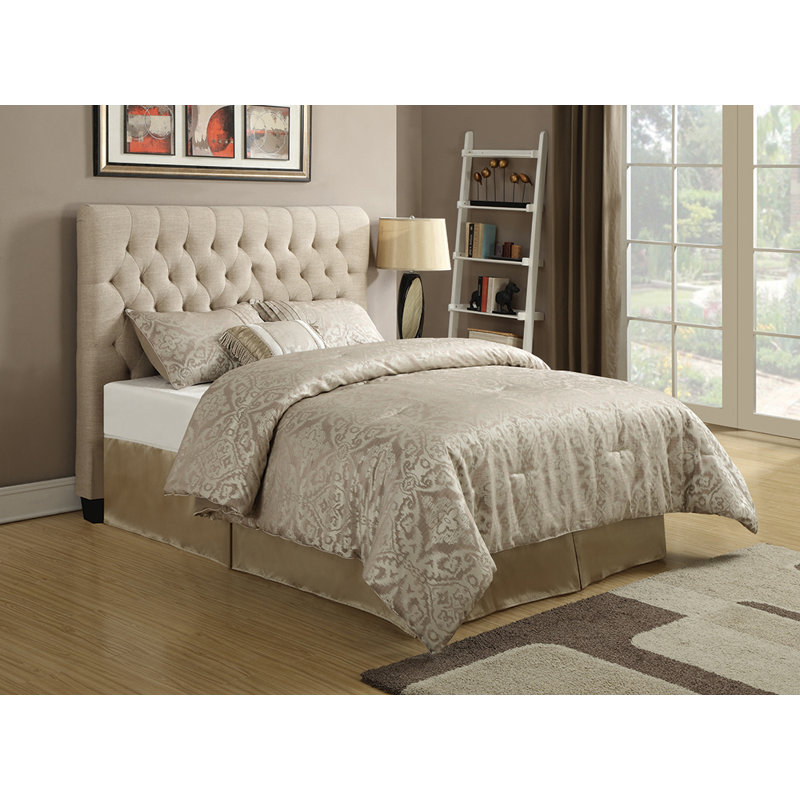 Chloe Tufted Upholstered Headboard Oatmeal, Queen