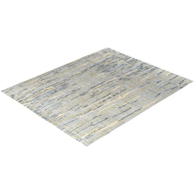 Tapis moderne noué à la main de conception unique - gris, 8 pi 4 po x 10 pi 1 po Modern
