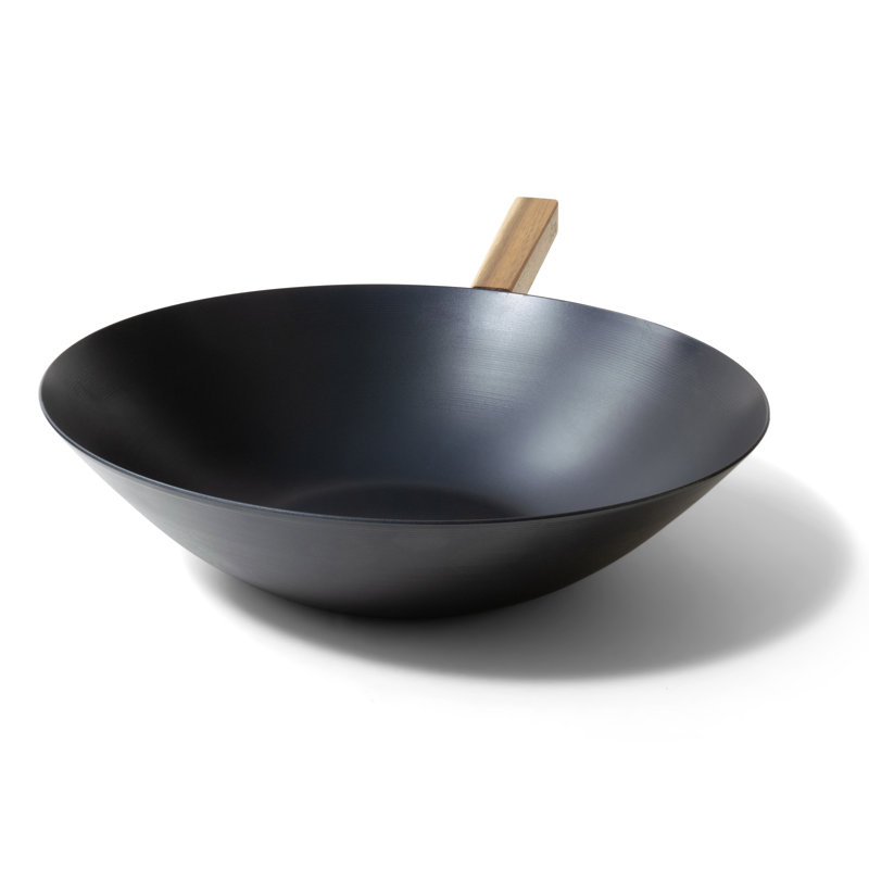 Alva Forest 12" Nonstick Carbon Steel Wok with Acacia Handle