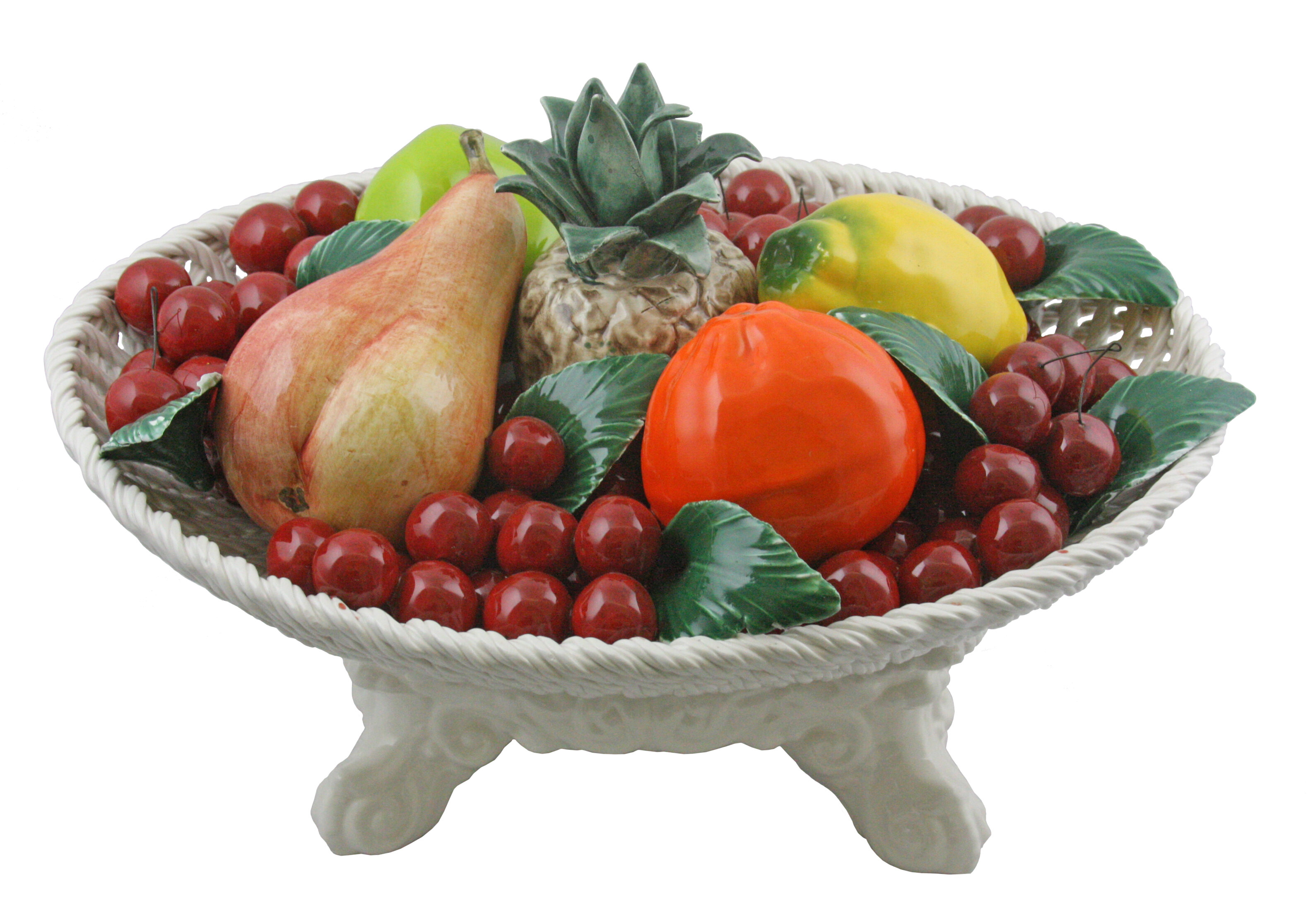 Fleur de Lis Living Crain Authentic Italian Fruit Bowl, Size: Large, White