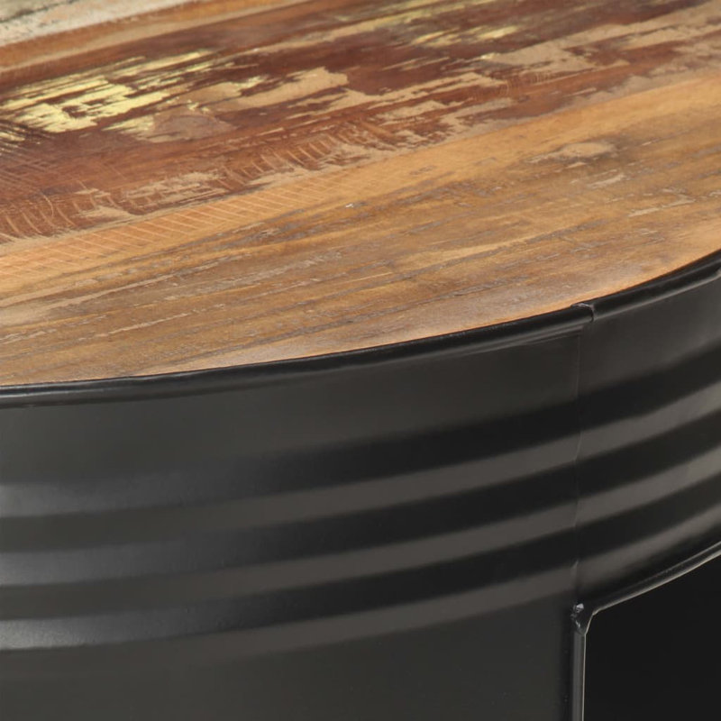 Javed Frame Single Coffee Table with Storage, Rustic Brown, Black