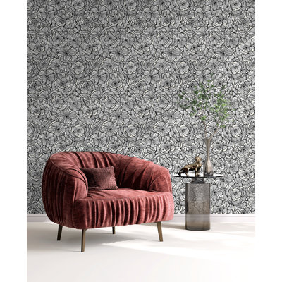 Designs Metallic Almond & Cream Alejandra Floral Non-Woven Unpasted Wallpaper