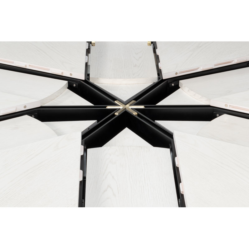 Tower Round Solid Oak Dining Table, Working White/Hammered