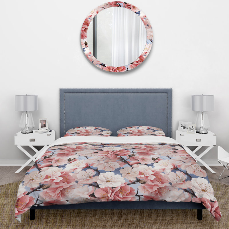 Ensemble de housse de couette Cherry Blossom Bliss I - Oriental - microfibre de polyester