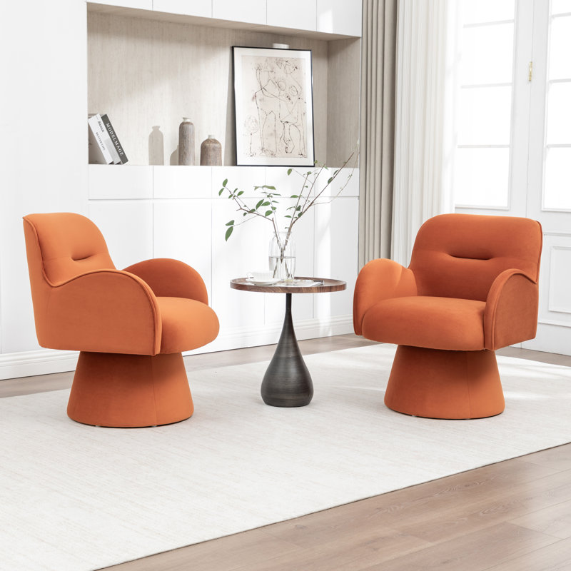 Velvet Revolving Chair, Orange