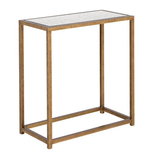 Christian Gold Metal and Glass Rectangular End Table