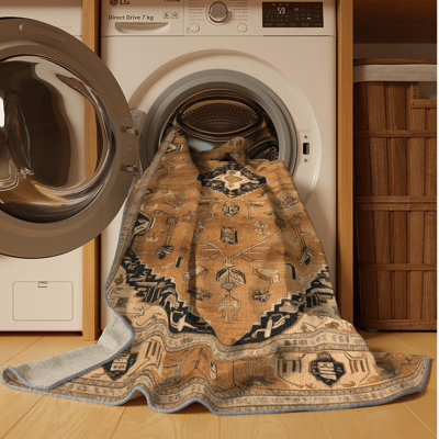 Machine Washable Persian Brown Area Rug