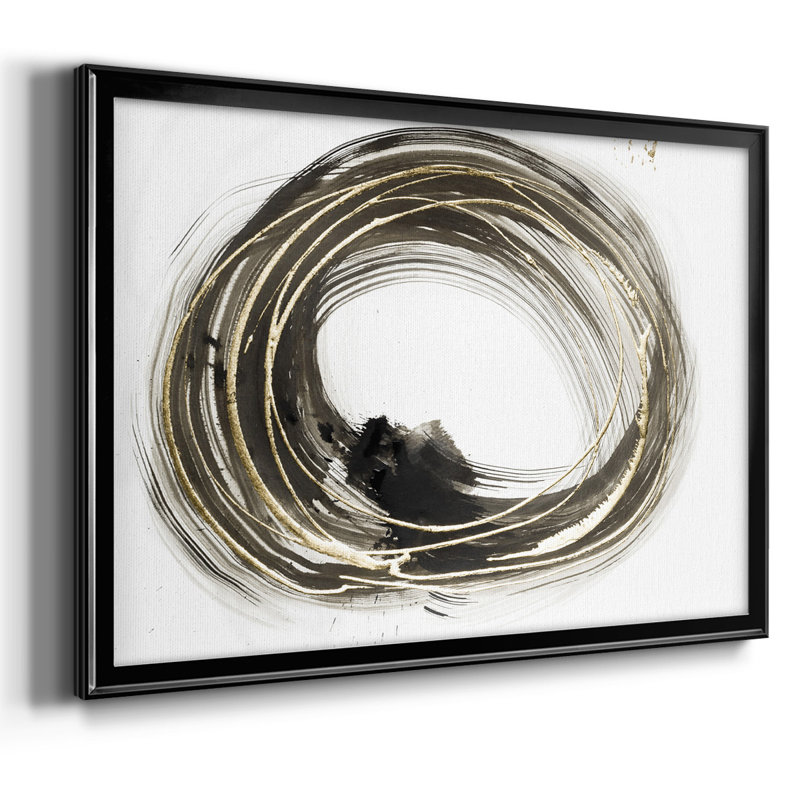 Toile tendue avec cadre doré «Golden Social Circles», Noir, H 26 po x l 38 po x P 1,5 po