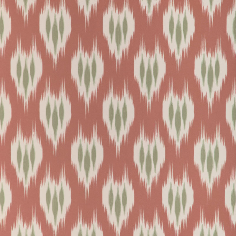 Clare Ikat Wood Pulp Blend Wallpaper Roll, Coral