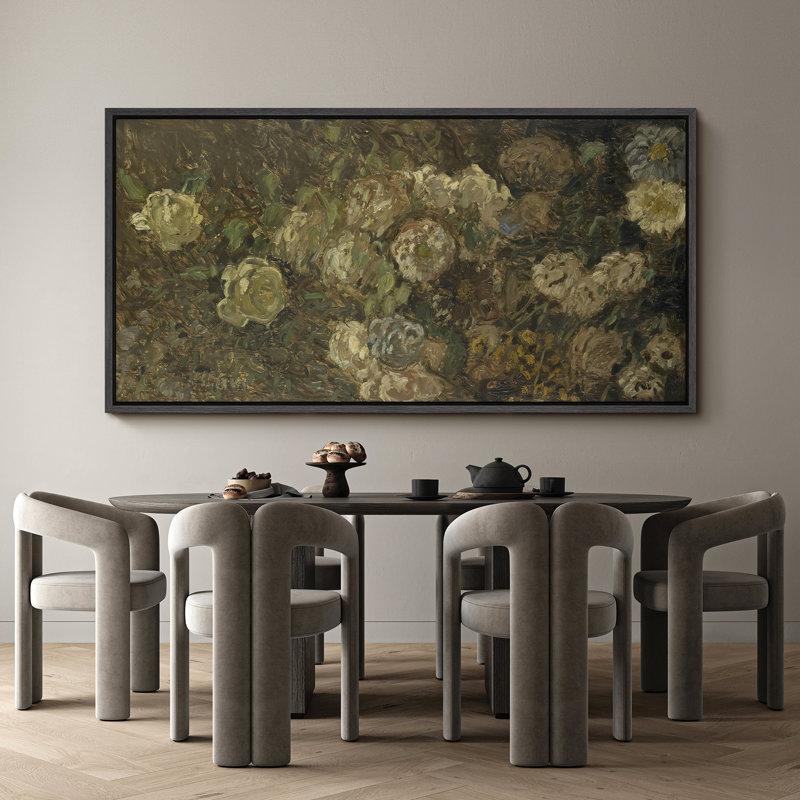 Impressionnisme sur toile, impression de jardin impressionniste, H 30 po x l 60 po, Noir, noir, noir, noir