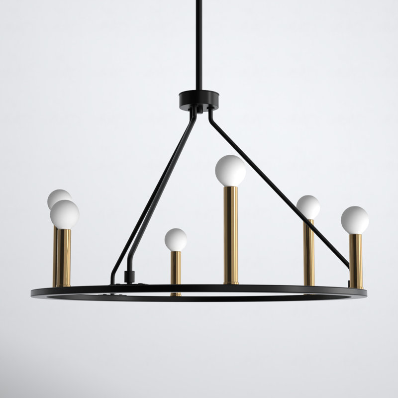 6-Light Two-Tone Candle Wagon Wheel Chandelier