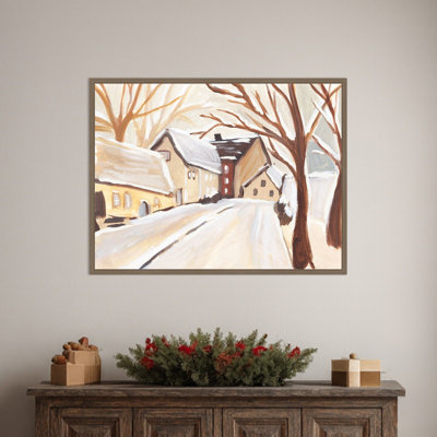 «Snowy Street I» par Annie Warren, reproduction d'art sur toile encadrée