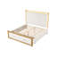 Grand lit capitonné de style contemporain avec finition en bois et or