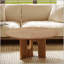 Table basse 31,5 pouces ronde en placage de bois de frêne rustique pour petits salons avec base en panneau de fibres à densité moyenne durable