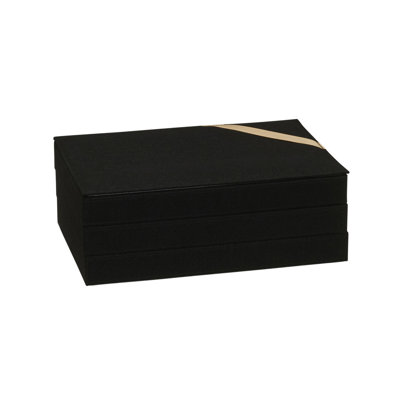 Kunzler 3-Tier Jewelry Tray, Sturdy Chipboard With Polyester Linen Wrap, Polyester Felt Lining, Many Compartments for Easy Jewelry Access, Stackable, Stylish and Functional